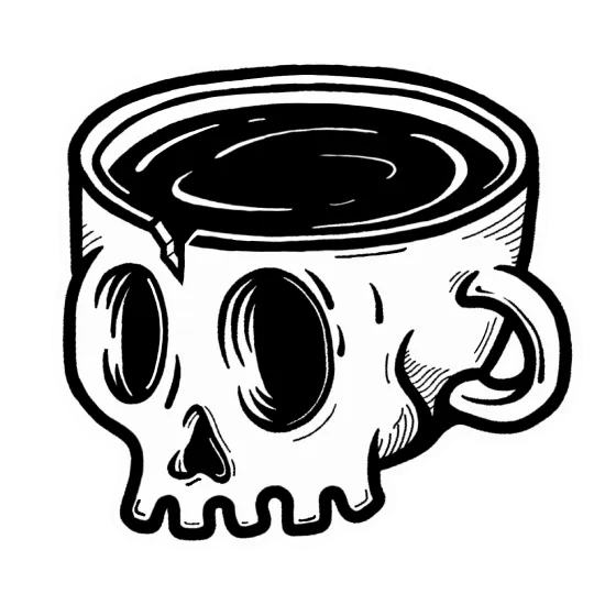 Taza con forma de calavera